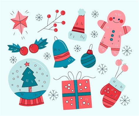 Colección de elementos navideños dibujados a mano Vector Gratis