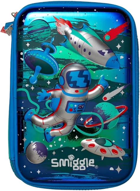 Smiggle Splendour Triple Hardtop Pencil Case Blue Outer Space Blue