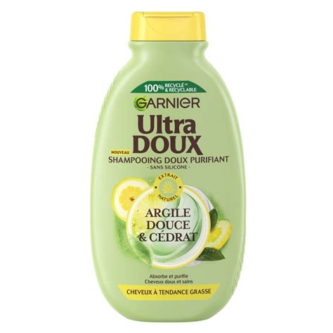 GARNIER ULTRA DOUX Shampooing doux purifiant pour cheveux à tendance