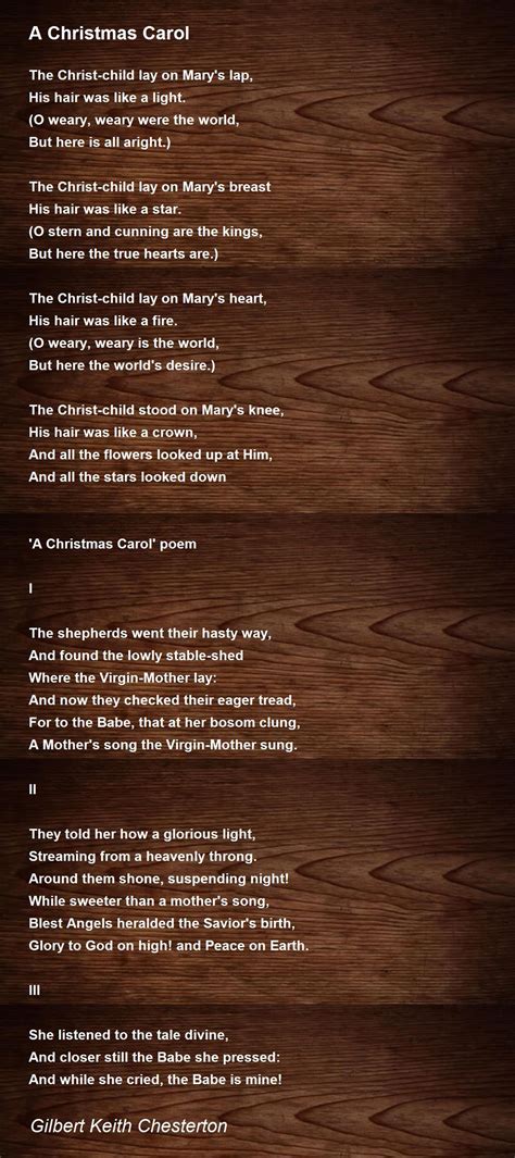 A Christmas Carol Poem by Gilbert Keith Chesterton - Poem Hunter