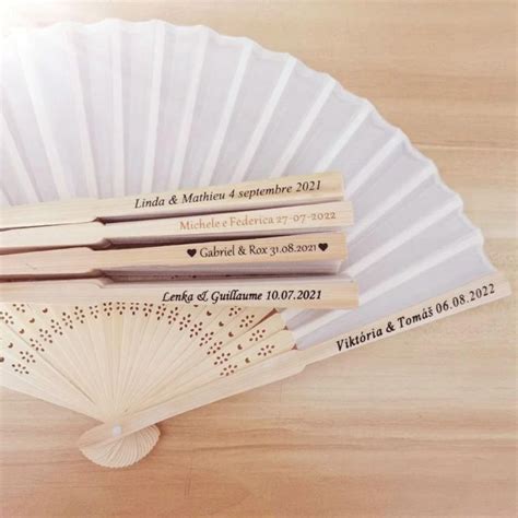 Mxn Personalized Wedding Handheld Folding Fans Engraved White Imitated