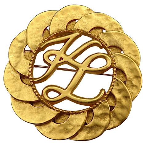 KARL LAGERFELD (Attributed To) Vintage Gold Tone KL Logo Initials ...