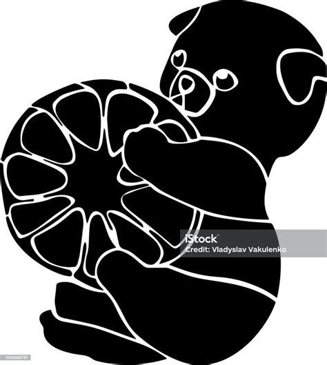 Bear Vector Stencil Black And White Stock Illustration - Download Image ...