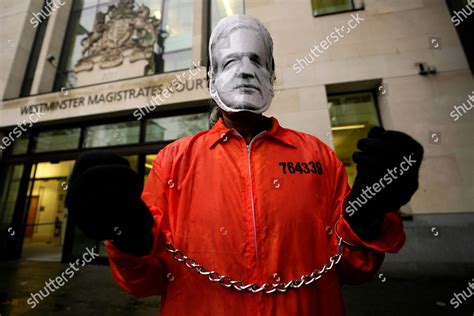 Supporter Julian Assange Protests Outside Westminster Editorial Stock ...