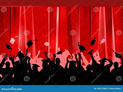 Graduation Celebration Pary Red University Students Background Stock Illustration - Illustration ...