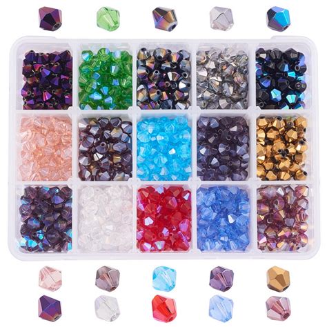 Pandahall Elite Box About Pcs Color Mm Faceted Bicone Glass