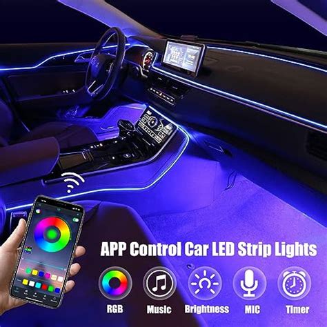 Snapklik Interior Car LED Strip Lights 6 In 1 Multicolor RGB Car