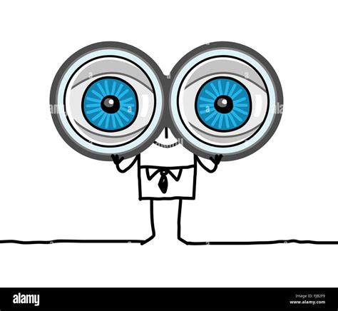 hand drawn cartoon characters - big eyes and binoculars Stock Photo - Alamy