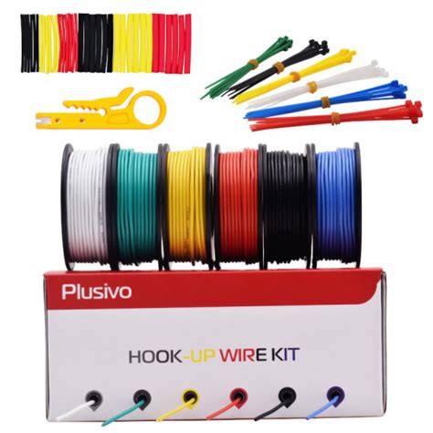 22AWG Hook Up Wire Kit 600V Pre Tinned Solid Core Wire Of 6 Different