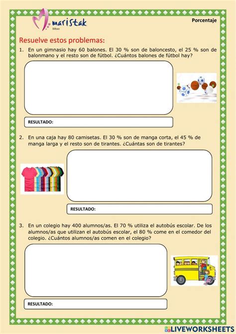 CAS 6035 Porcentaje Problemas Worksheet