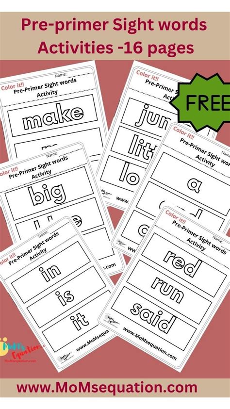 Sight Words Activities Sight Words Worksheets Page Booklet