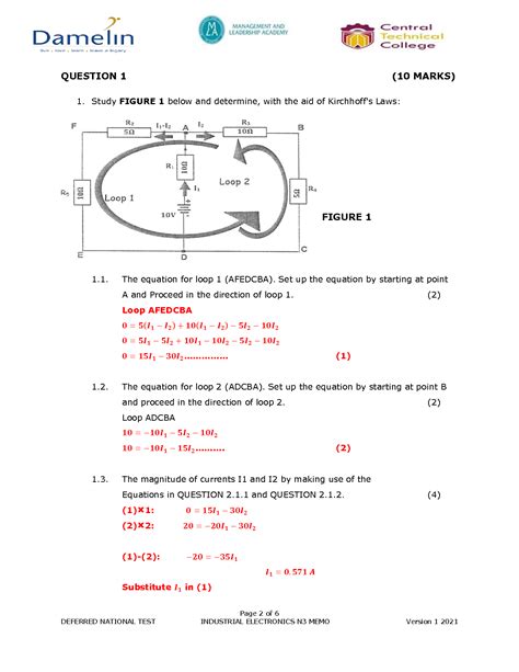 Solution Industrial Electronics N Deferred National Test Memo Studypool