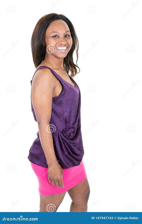 Portrait Of Beautiful Attractive African American Woman Wearing Pink