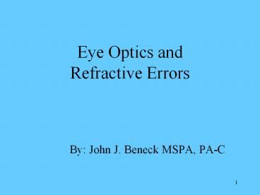 PPT Eye Optics And Refractive Errors PowerPoint Presentation Free