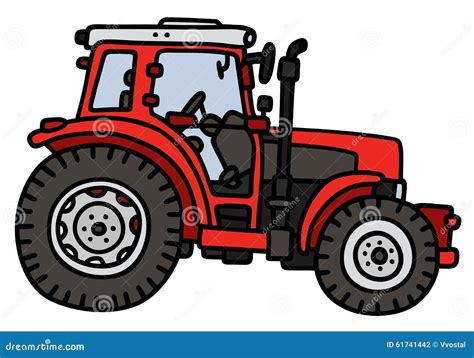 Red Tractor Stock Vector Illustration Of Vehicle Towing