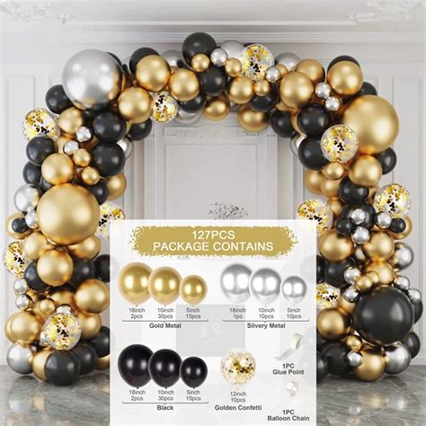 Schwarz Gold Ballon Garland Arch Kit Konfetti Latex Ballon Gl Cklich