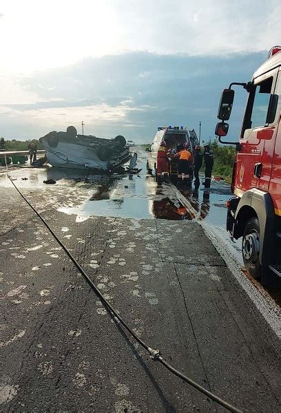 Dâmbovița Accident grav cu autovehicul răsturnat pe Autostrada A1 A