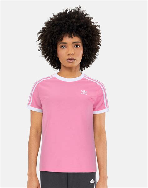 Adidas Originals Womens 3 Stripe Tee Pink Life Style Sports Ie