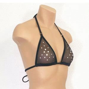 Dubio Bikini Glamour Mesh See Through Triangle Top Swarovski Crystals