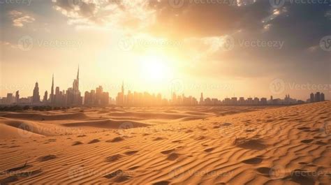 Desert In Dubai City Background United Arab Emirates Beautiful Sky In