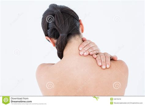 Brunette Touching Her Painful Neck Stock Image Image Of Sick