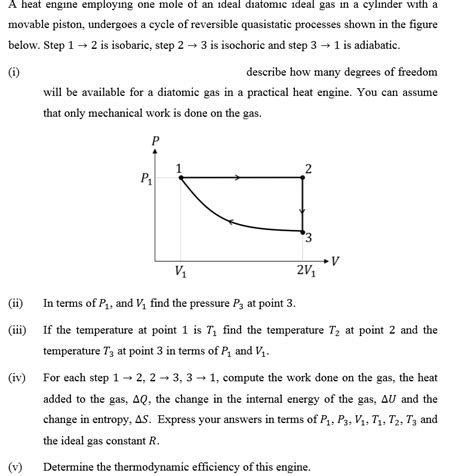 Solved A Heat Engine Employing One Mole Of An Ideal Diatomic Chegg