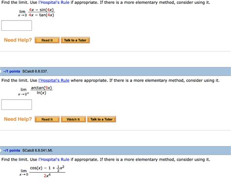 Solved Find The Limit Use Lhospitals Rule If Appropriate