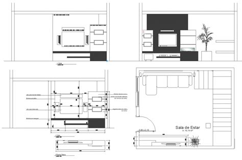 Living Room Interior Working Drawing In Dwg File Cadbull