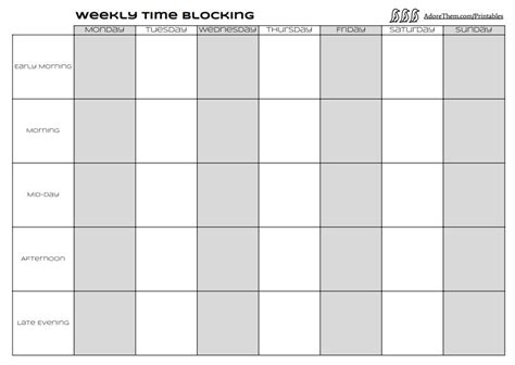 Time Blocking Template Printable Free - Printable Word Searches