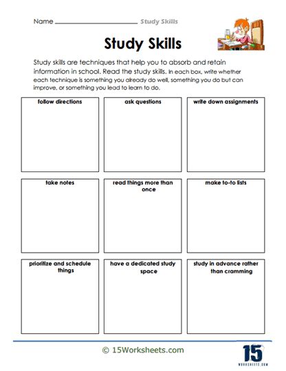 Study Skills Worksheets 15 Worksheets