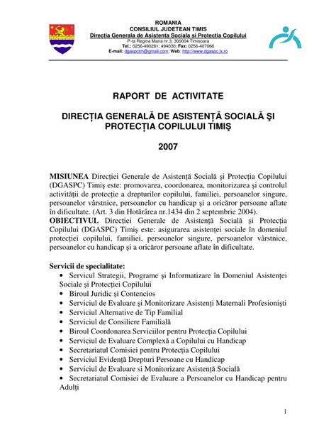 PDF RAPORT DE ACTIVITATE DGASPC TIMIS 2007 Sitedgaspctm Ro Public