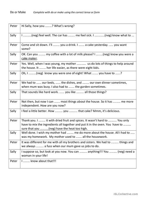 Do Or Make Collocation Exercises Gen English Esl Worksheets Pdf And Doc