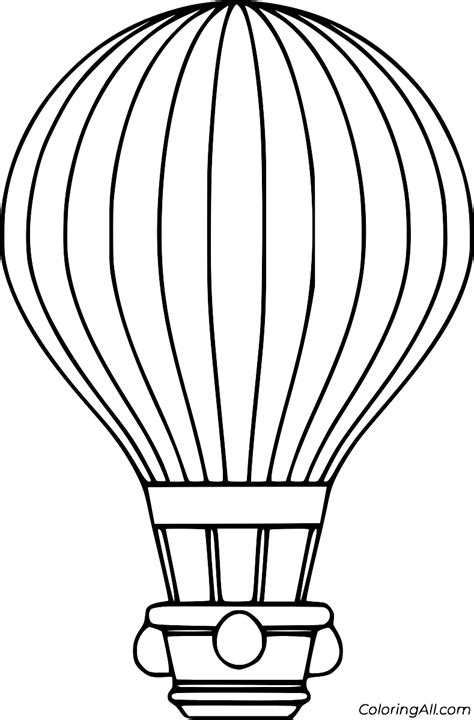 Hot Air Balloon With A Big Basket Coloring Page Coloringall