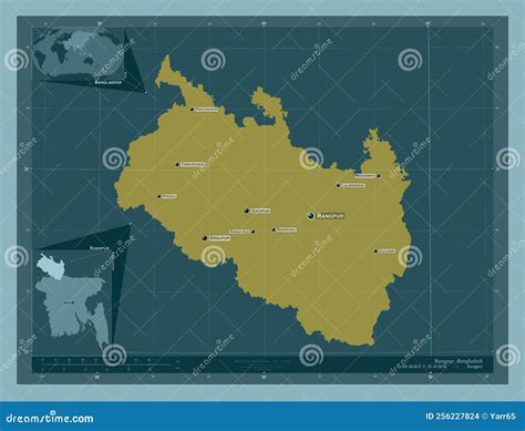 Rangpur Bangladesh Solid Labelled Points Of Cities Stock