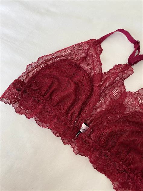 Set Price Handmade Red Lace Lingerie Lace Racerback Triangle Etsy