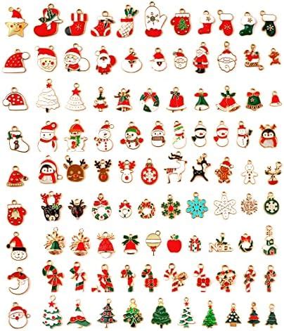 Naler 24pcs Christmas Pendant Charm Santa Claus Elk Snowman Resin