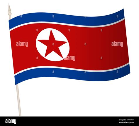 Vector Waving Flag On A Flagpole The National Flag Of North Korean