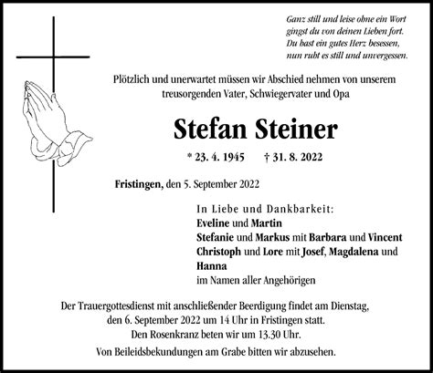 Traueranzeigen Von Stefan Steiner Augsburger Allgemeine Zeitung