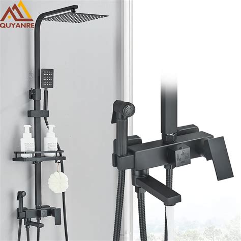 Black Chrome 3 4 Way Shower Faucet Rainfall Shower Hot Cold Water Mixer Bidet Faucet Commodity