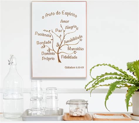 Quadro Fruto Espírito Gálatas Biblia Salmo Entalhado Madeira no Elo7