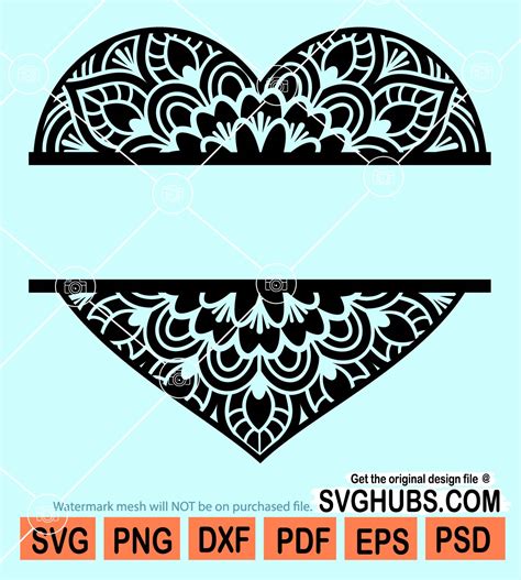 Split heart monogram svg, Split Heart Frame svg, Heart Monogram Frame ...