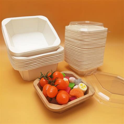 Custom Disposable Kraft Paper Square Lunch Box Octagonal Takeaway