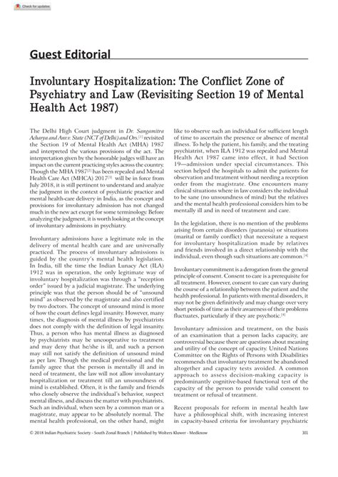 PDF Involuntary Hospitalization The Conflict Zone Of Psychiatry And