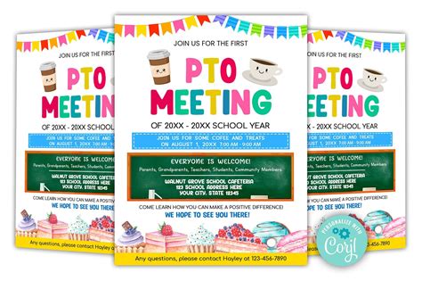 Editable PTO PTA Meeting Flyer Template Back To School Etsy