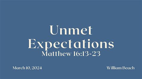 Unmet Expectations