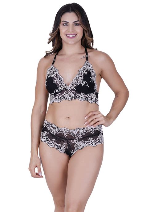 Conjunto Radiante Concept Lingerie Preto A Partir De R 75 90