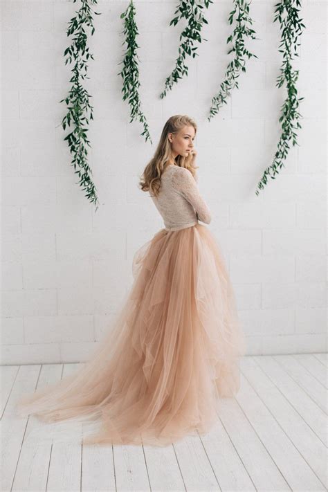 Bridal Tulle Skirt Ivory Copper Blush Tulle Skirt With Train Etsy Artofit