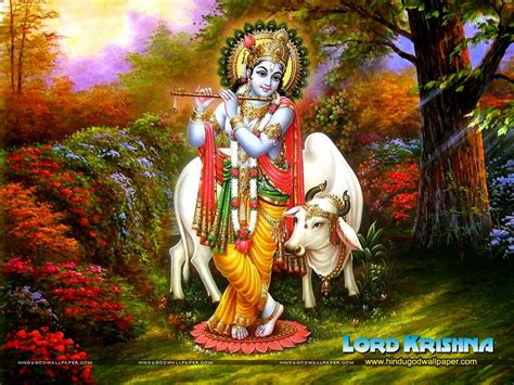 Hindu God Wallpapers: Lord Krishna with Cow Wallpapers