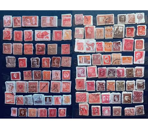 Red Postage Stamps Set Of 100 All Different Some Of Them Orange Or