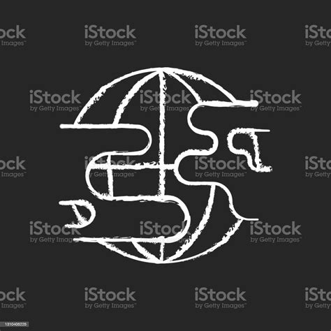 Polluted Planet Chalk White Icon On Black Background Stock Illustration Download Image Now